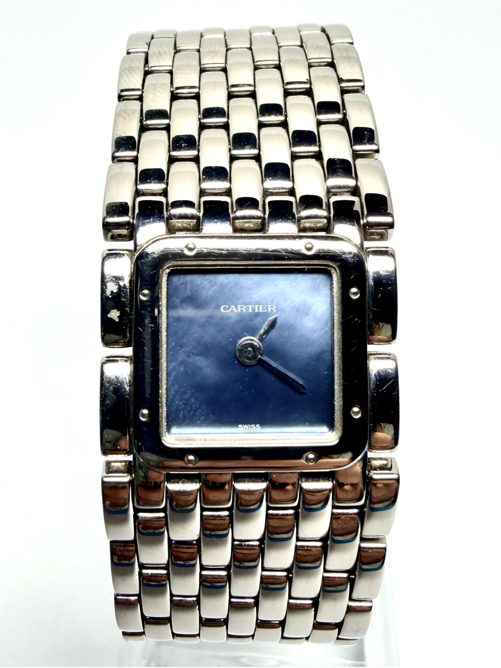 Cartier Panthere Ruban Quartz 21mm Steel Blue Mop Dial Watch